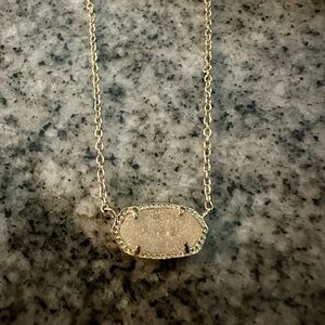 Kendra Scott Elisa Gold Pendant Necklace in White Drusy